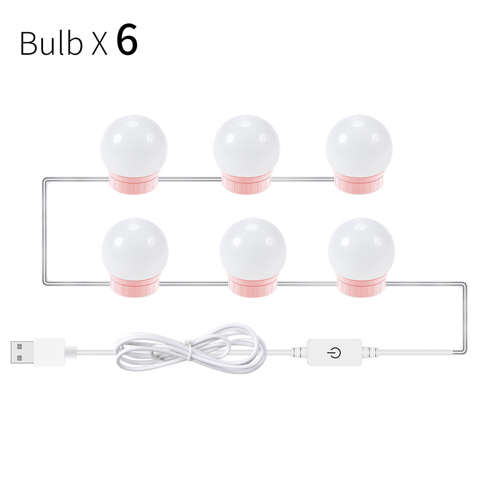 Eitelkeit Spiegel Licht USB Kosmetische Lampe LED machen-hoch Birne 5V LED Hollywood Dressing Tisch Beleuchtung Badezimmer Zauberstab Lampe 2 6 10 14 Stck: 6 Glühbirnen