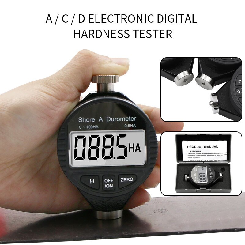 Digital Shore Hardness Durometer Digital Hardness Tester Hardness Meter Shore 0-100 A/C/D For Plastic Leather Rubber Multi-resin