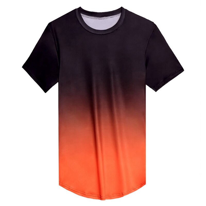 T-shirt met kleurverloop voor heren, snelle compressie, ademend, korte mouwen, fitness-t-shirt voor sportscholen, strak, casual top: Blauw / Xl