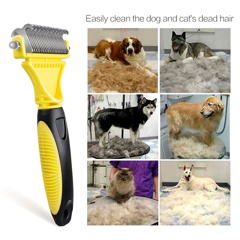 Double Sided Pet Dematting Comb | Stainless Steel Grooming Brush for Small, Medium or Large Breeds | Removes Mats, Tangles and K