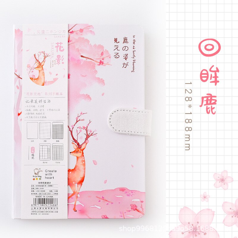 Kawaii tidsskrift  a5 rosa elg hjort notatbok rutenett prikk blank tegning daglig ukeplanlegger dagsorden skolemateriell skrivesaker: Rosa a