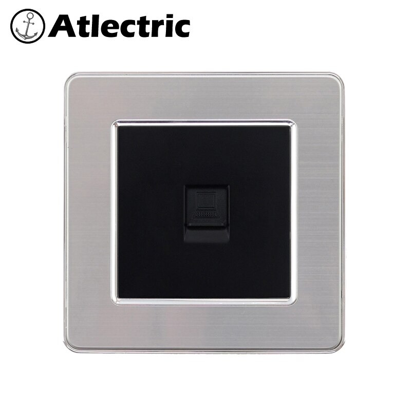 Atlectric ordinateur Port TV prise coaxiale Rj45 Ethernet prise murale Double Rj45 Port prise panneau en acier inoxydable douille,prise maison