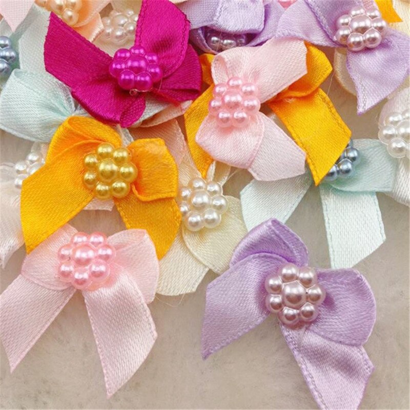 50pcs Mini Satijnen Lint Bloemen Bows Cadeau Craft Wedding Decoratie A262