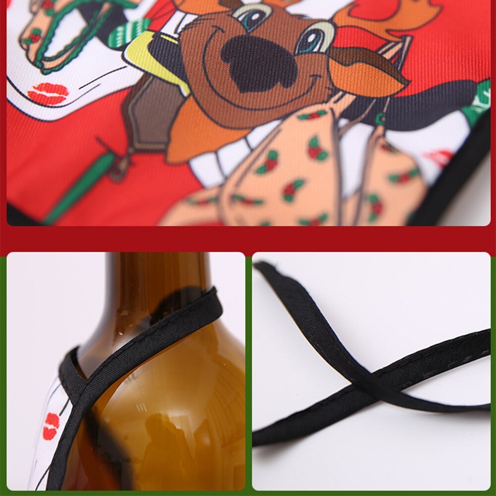 Capa festa ornamentos garrafa mini bolso decorações de natal jantar avental mesa vinho pendurado natal vinho