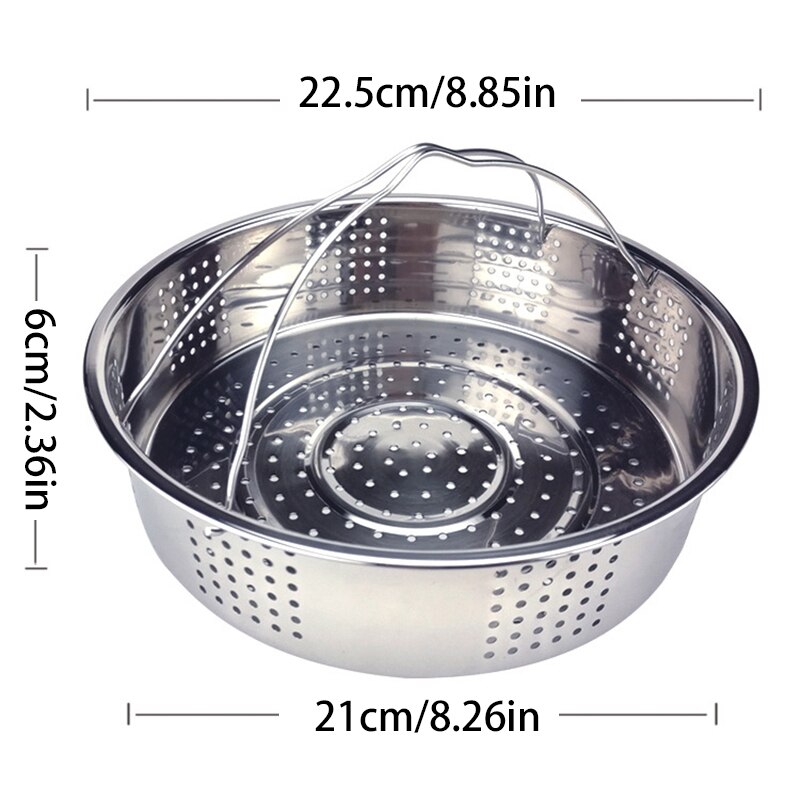 1PC Stainless Steel Steamer Basket Rice Cooker Steamer Vegetable And Fruit Drain Basket Draining Steaming Tray Kitchen Tool: 6