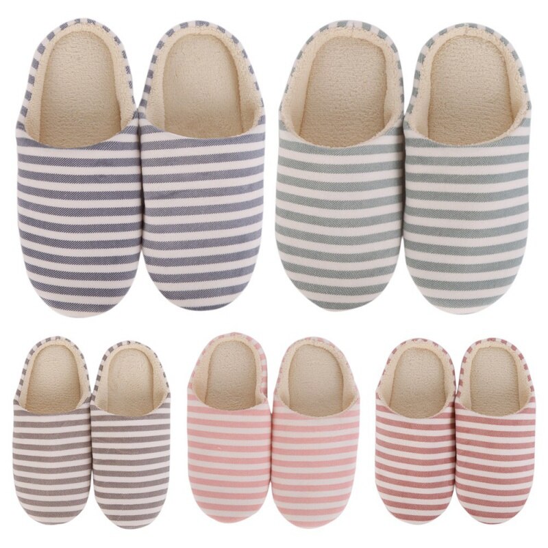 Women Indoor Floor Flat Shoes Spring Autumn Linen Flip Flops Home Slippers Slides Striped Female House Floor Slippers