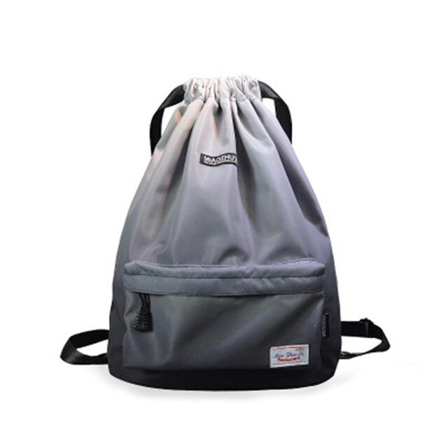 Tasche Sommer Wasserdichte Sporttasche Sporttasche Reise Kordelzug Tasche Outdoor Tasche Rucksack für Training Schwimmen Fitness Taschen Softback: grey