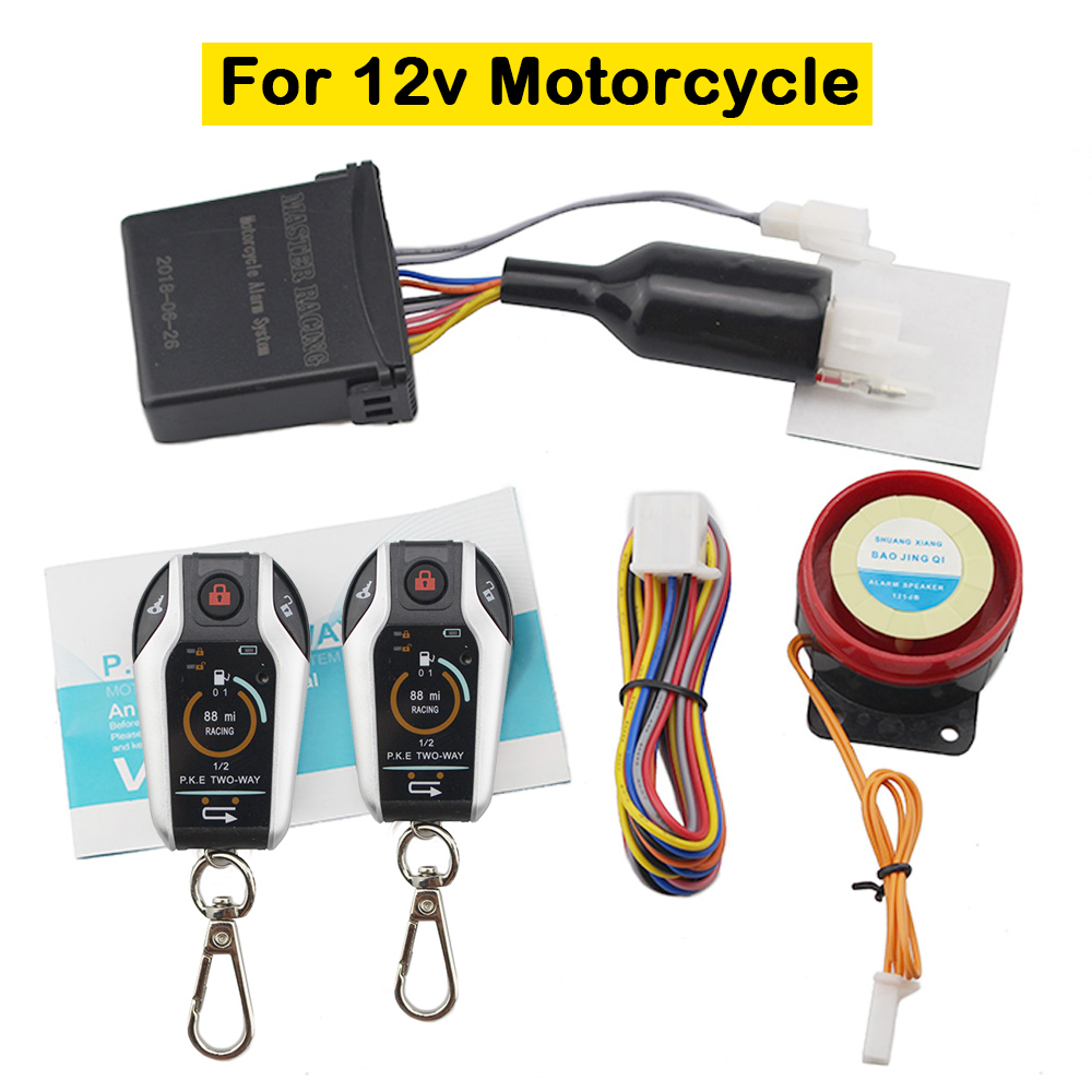2 toveis motorsykkel alarm enhet tyverisystem scooter innbrudd vibrasjon alarm ekstern motor start 5 måler autolås: A 2 toveis