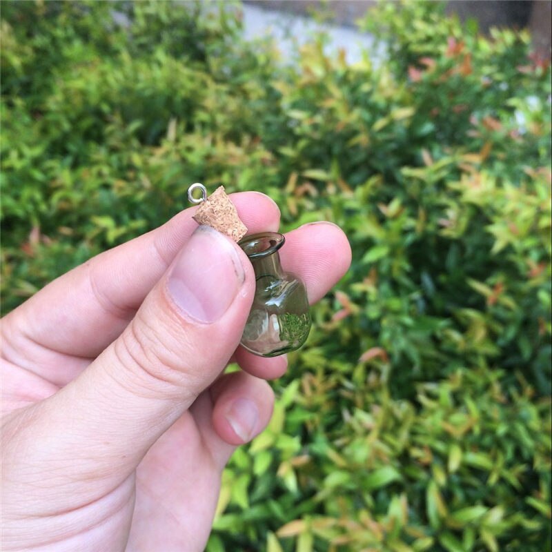 Cute Colour Bottles Metal Loop Mini Wishing Bottles Rectangle Crafts Pendants Diy Glass Jars Mix 7 Colors