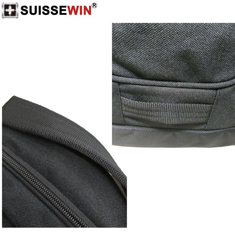 Swiss SUISSEWIN black nylon 17 inch laptop backpack large capacity portable school bag business travel for men