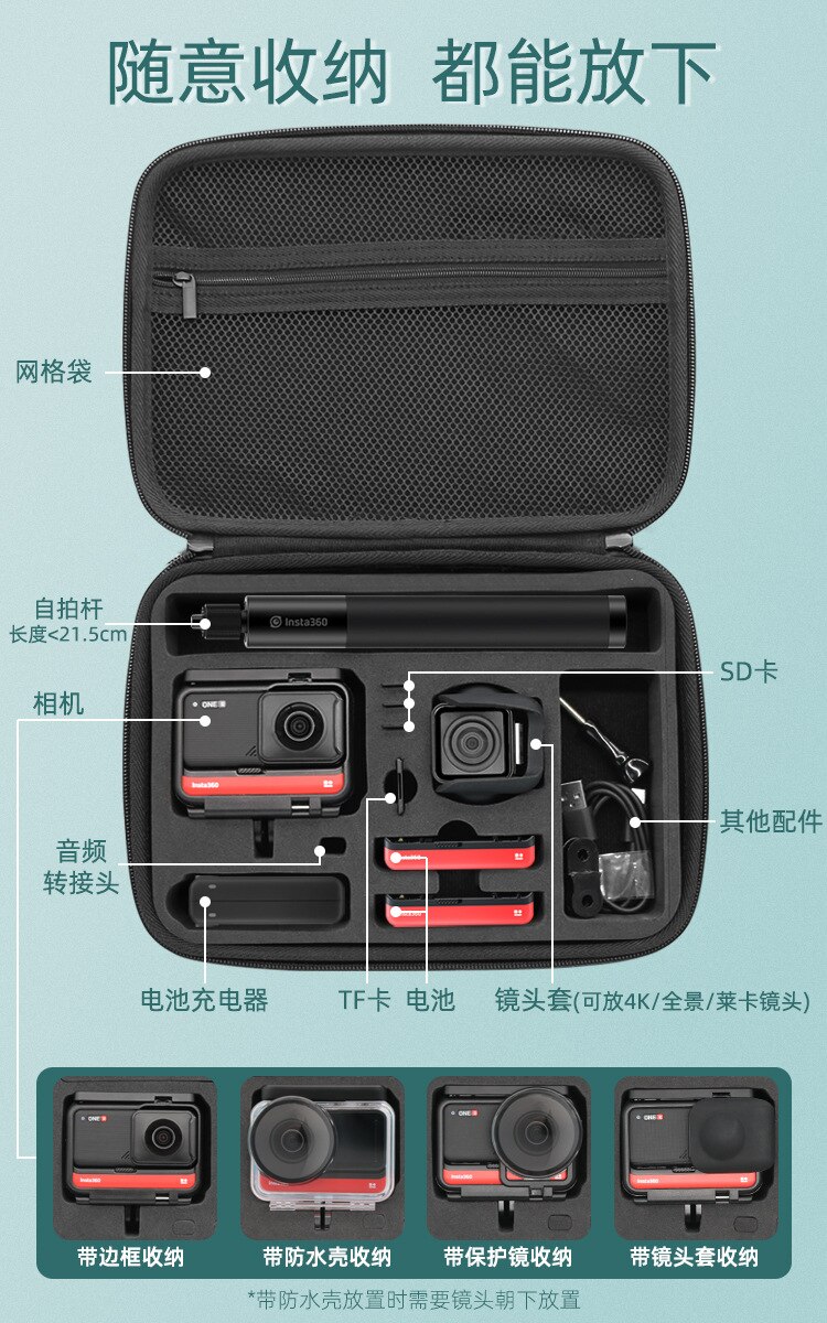 For Insta360 ONE R Twin Edition Portable Storage Bag Insta 360 ONE R 360 mod/ 4k Wide Angle Camera Carrying Case Accessories