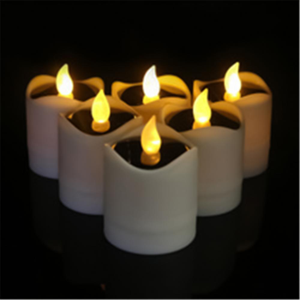 Velas alimentadas por energía Solar 6X velas sin llama para exteriores con Sensor de luz luces de té impermeables para linterna jardín Camping hogar: Default Title
