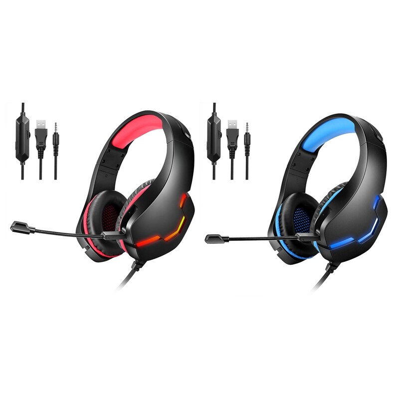 G10 Head-Mounted Gaming Headset Microphone Wired Stereo Bass USB Headset for PS4/PS5 Computer PC Laptop