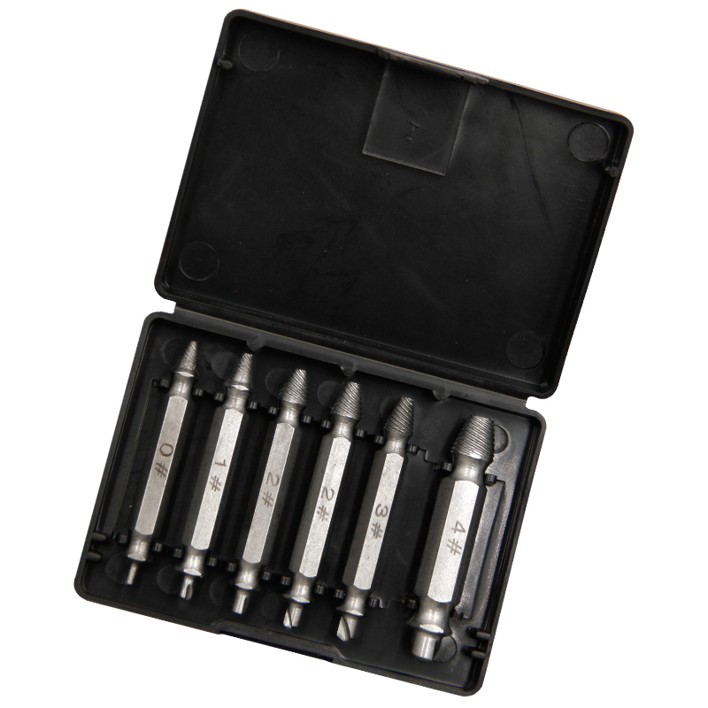 6pc Extractor Double Head Screw Slide Tooth Removal Tool Screwdriver Atch Head Electric Tool Accessory Set: Chocolate