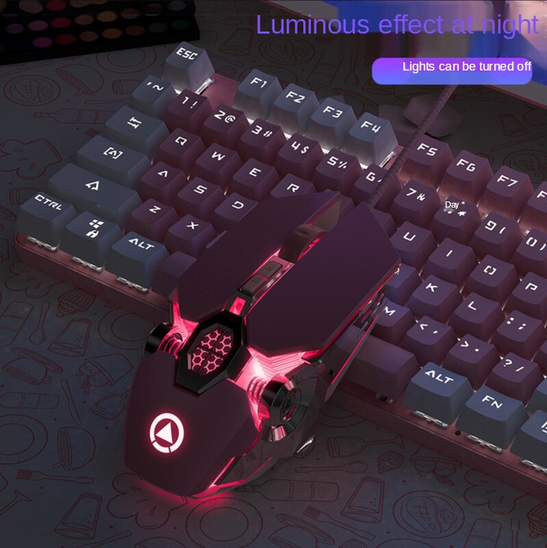 Cute girl mechanical gaming mouse pink mouse gaming dedicated wired silent office computer mouse 3200dpi Pink