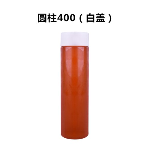 10 stk/parti engangs teflaske take-away emballage cylindrisk juice flaske låg cylindrisk flaske opbevaring flasker krukker: 400ml-- hvide låg