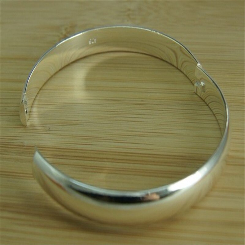 Bracciale color argento semplice lucido aperto braccialetto regalo gioielli moda