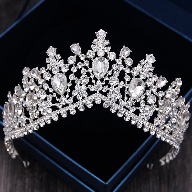 Di lusso Con Strass Diademi Nuziali Crown Barocco Argento Placcato di Cristallo Diadema per la Sposa Fasce di Cerimonia Nuziale Dei Monili Dei Capelli Accessori