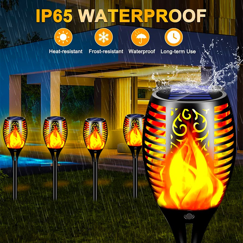 Solarleuchten, flackernde Flammen, Taschenlampen, wasserdicht, für den Außenbereich, Landschaftsdekoration, Lichter für Hof, Garten, Weg, Auffahrt