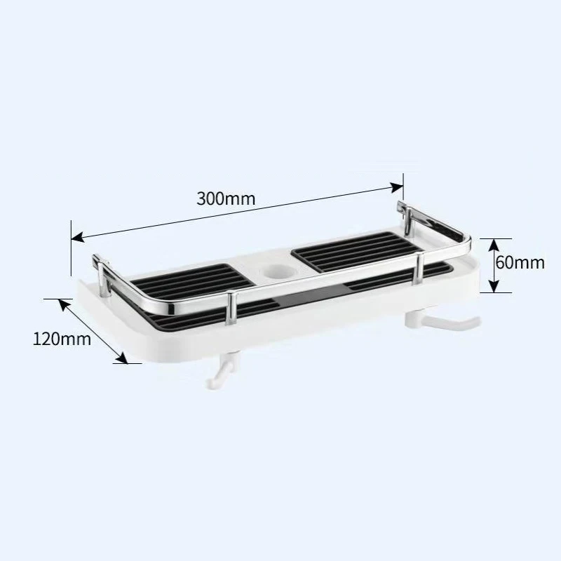 Rechthoek Badkamer Organizer Douche Planken Opbergrek Houder Shampoo Lade Badkamer Enkele Tier Hoofd Houder