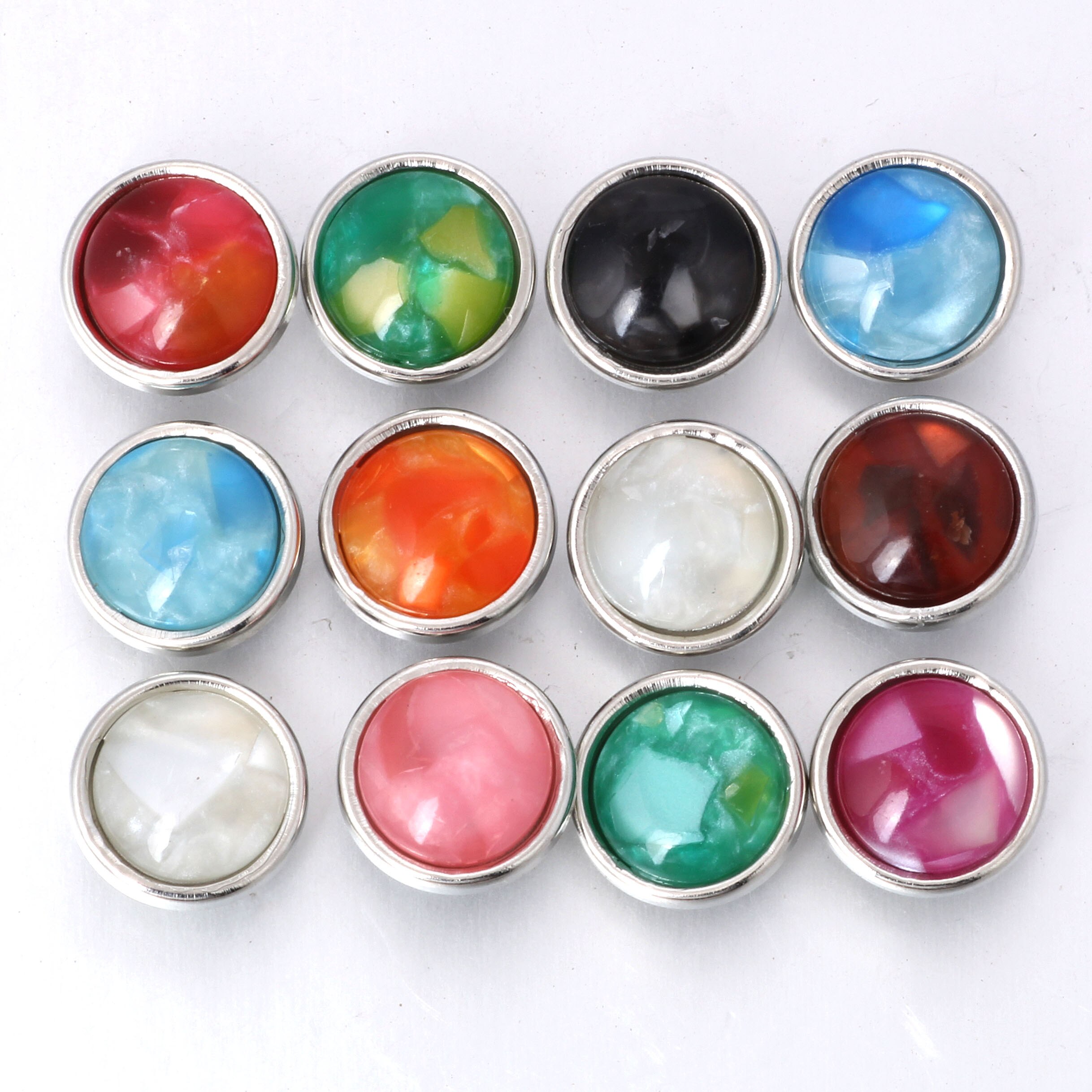 10 pz/lotto Nuovo Colore Misto Della Resina Snap Rotonda Mini Scatta Bottoni per Scatta Gioielli Fit 12 millimetri Snap Collana Dei Braccialetti ZL218: 7