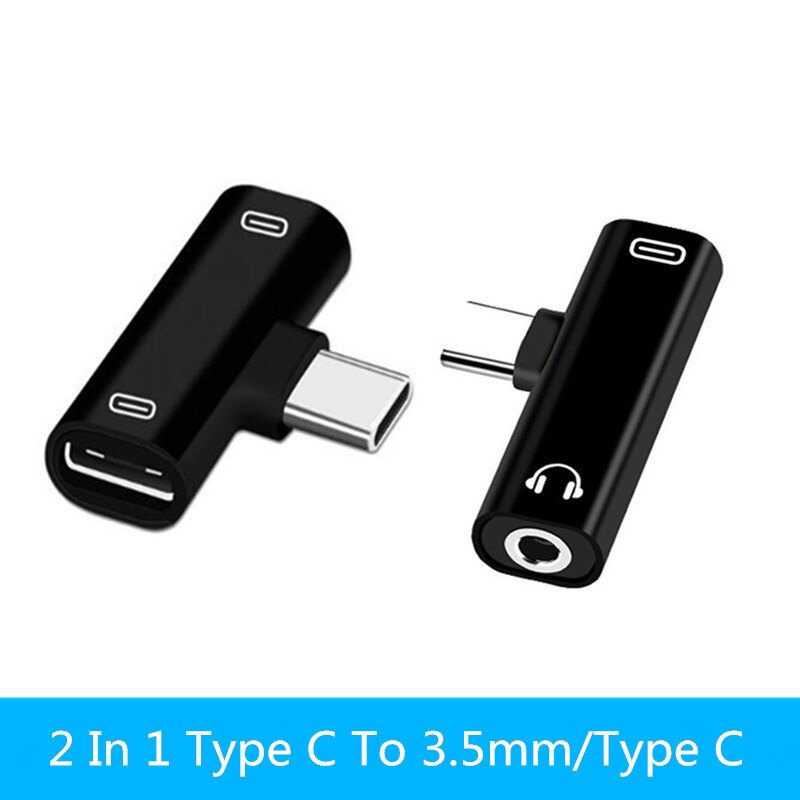 2 In 1 Type C Naar 3.5mm Jack Koptelefoon Opladen Converter USB Type-C Audio Adapter voor Xiaomi 6 Huawei P10 Mate 20 Type C Telefoons