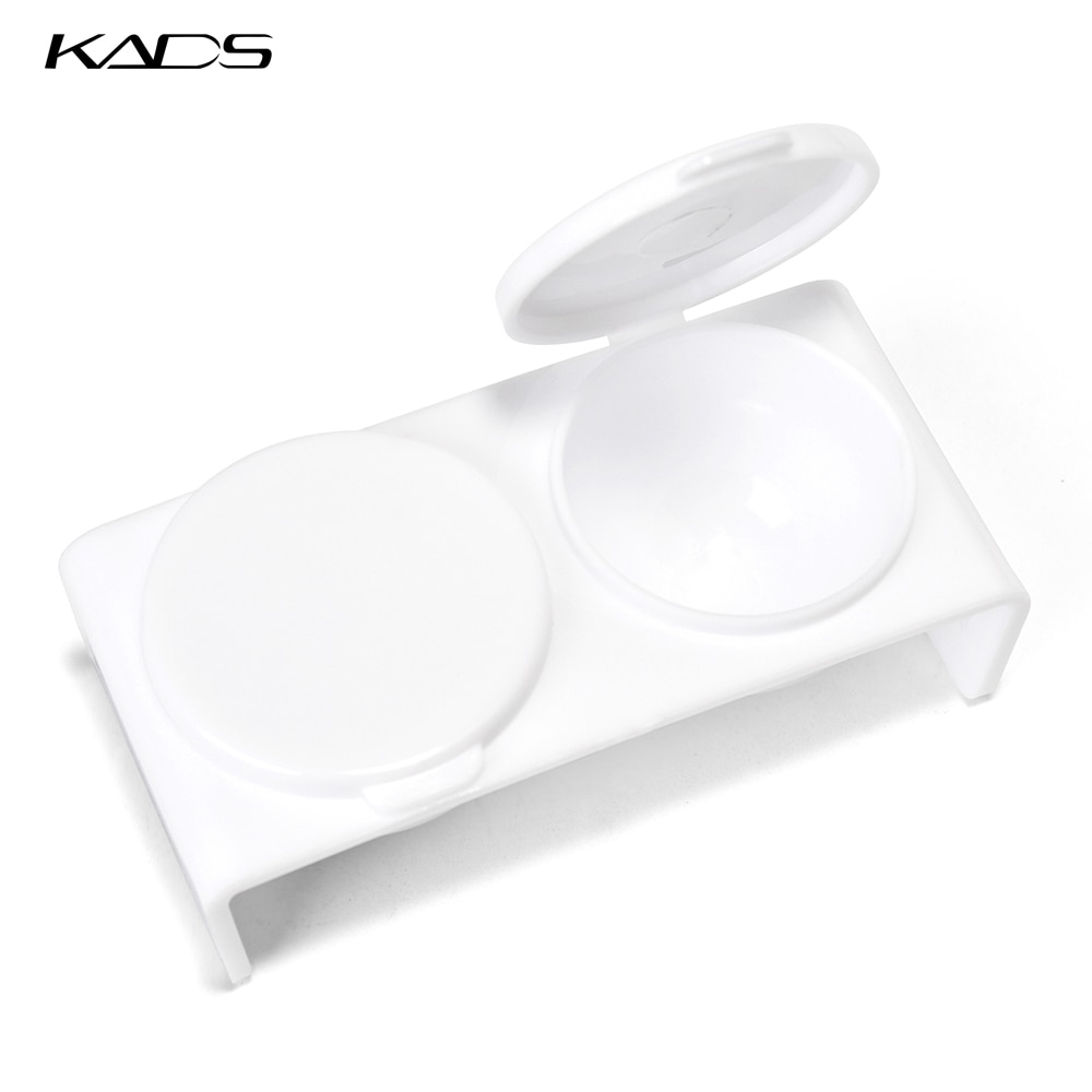 Kads plast dubbel dappen disklåda akryl flytande pulver uv gel tips verktyg vit akryl vätskehållare dubbel dappen disk