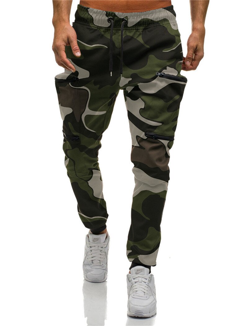 rouge Camouflage multi-poches Cargo pantalon hommes Joggers coton Harem pantalon Hip Hop pantalon Streetwear XXL