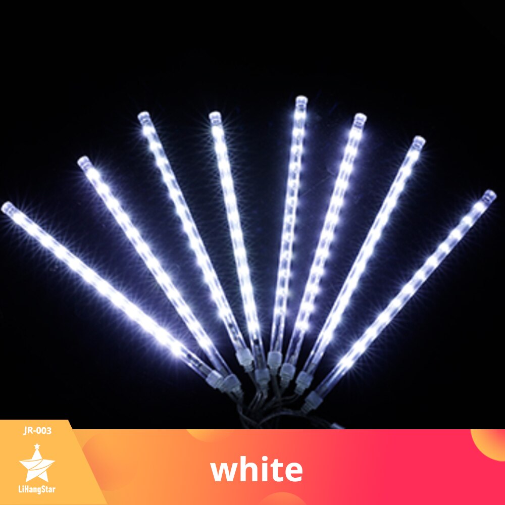 Christmas Meteor Shower Lights, 8 Tubes 192 LED Solar Powered Icicle Raindrop Snowfall String Lights Garden Outdoor Patio Holiday Party Halloween Deco