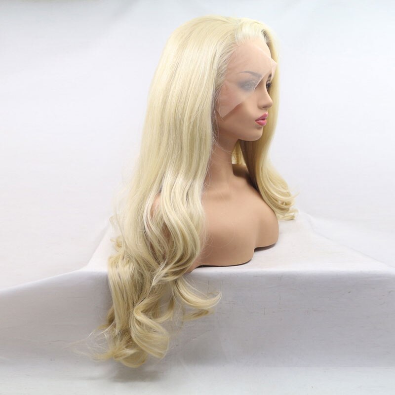 BM Body Wave Synthetic Hair 13*3 Hand Tied Lace Front Wig Honey Blonde Heat Resistant Fiber Hair Natural Hairline For Women Wigs