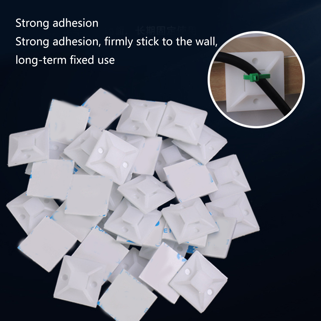 100PCS Adhesive Cable Zip Tie Mounts Self Wire Cable Clips Organizer Holders Anchor Wire Tie Downs 20mm/25mm/30mm/40mm