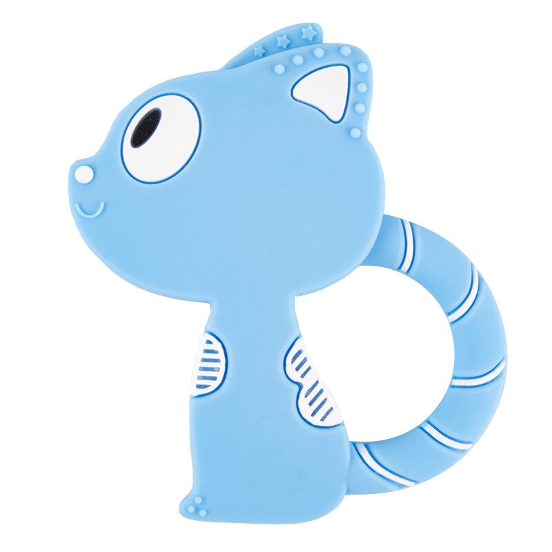 Silicone Baby Bijtring Baby Bite Speelgoed Kind Molaire Beet Geboorte Voor Pasgeborenen Peuter Speelgoed: Blue cat 2