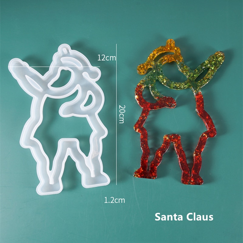 Christmas DIY Crystal Resin Silicone Mold Christmas Tree Bell Moon Mold Resin Craft Making Christmas Tree Decoration: Santa Claus