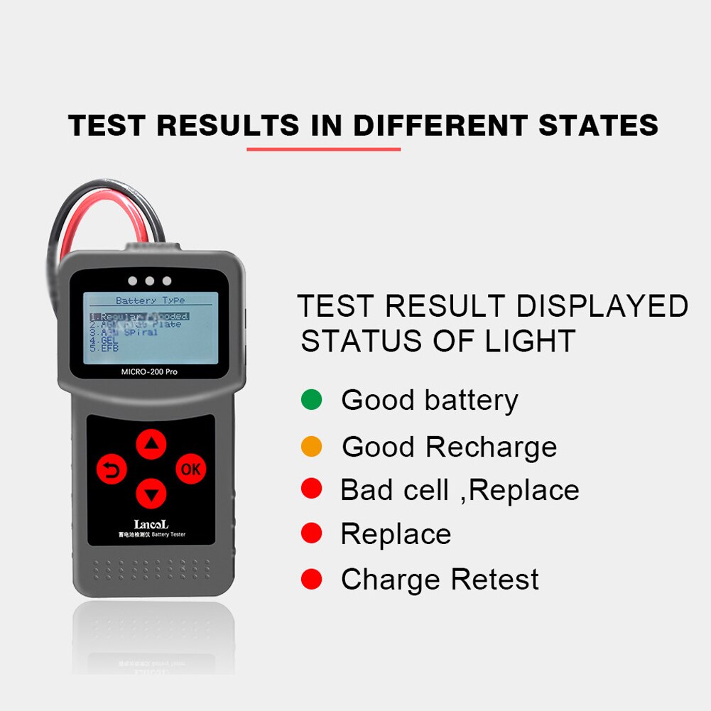 Digital Car Battery Tester 12V Car Motorcycle Battery Tester Battery Analyzer Micro-200 Pro Automotive Car Diagnostic Tool