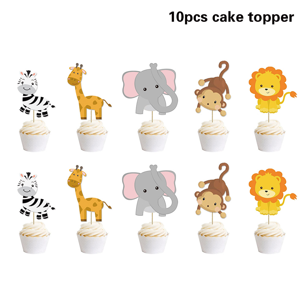 Banderole thème joyeux anniversaire avec animaux, banderole thème forêt Safari Jungle, banderole d&#39;anniversaire pour enfants garçons filles, décorations de fête d&#39;anniversaire: cake topper