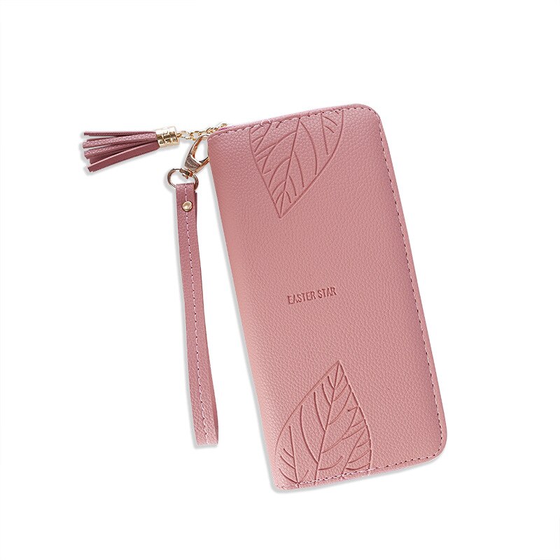 Womens Clutch Wallets PU Leather Purses Female Wristband Leaf Print Long Women Purse Large Capacity Bag Women Wallet