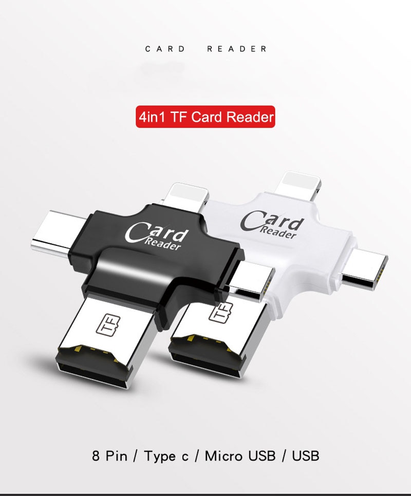 mini 4 w 1 mikro SD czytnik kart microsd TF dla iPhone Xs XR 11 6 7 8 plus typ C mikro USB dla ipada dla Macbook OTG android PC