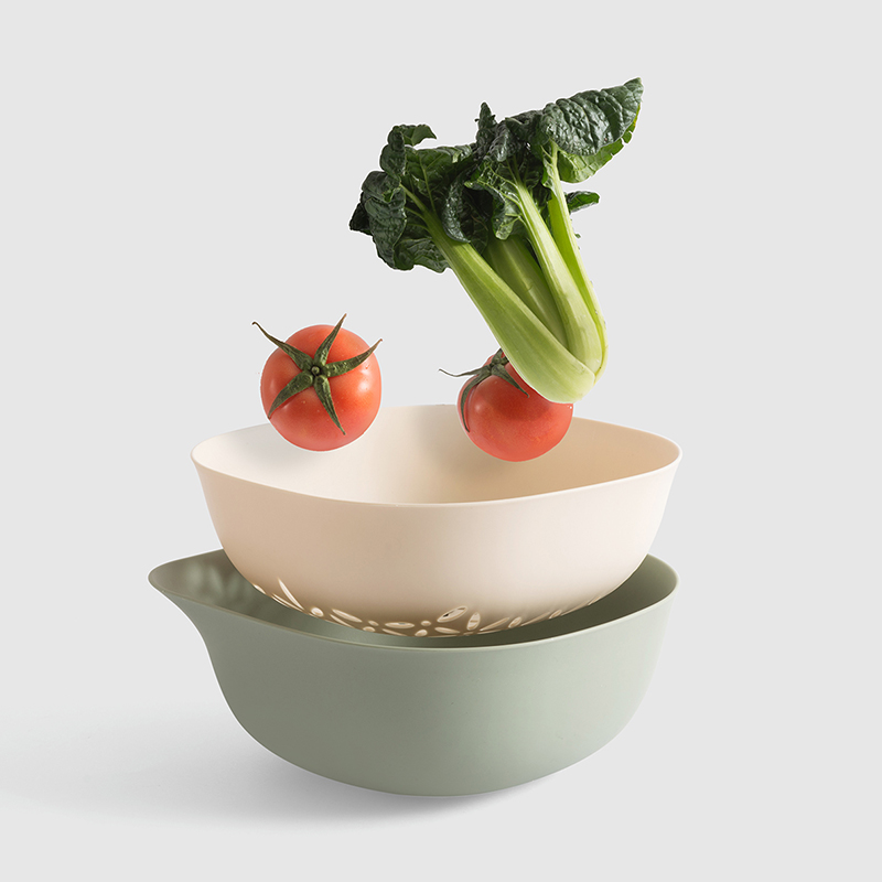 Double-layer washing basket drain basket plastic home kitchen Taomi artifact washing fruit leaking basket fruit tray