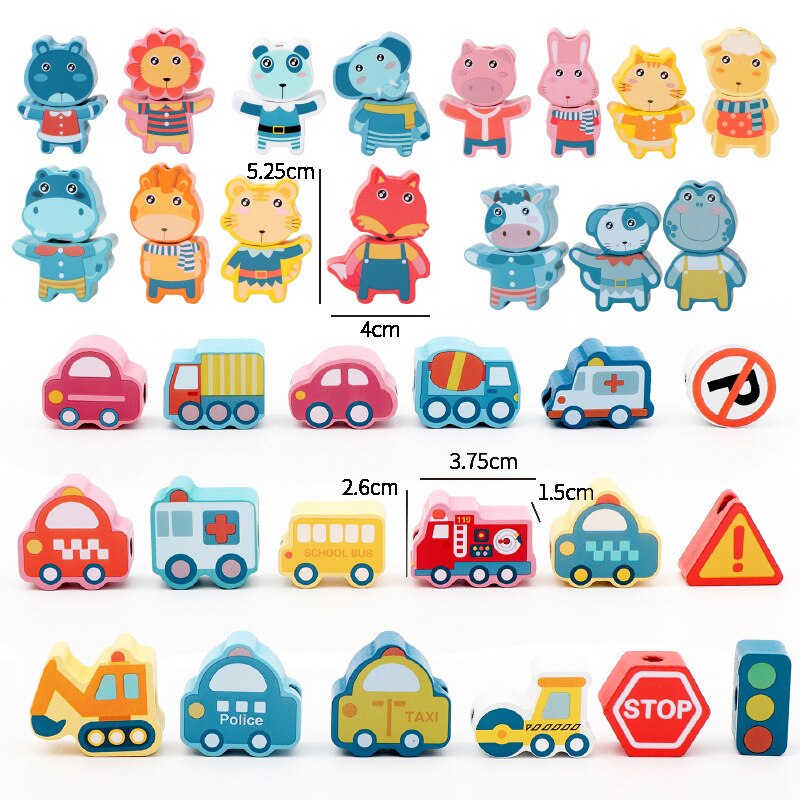 Optioneel Houten Kralen Speelgoed Oceaan Vis Verkeer Digitale Brief Groente Fruit Monterssori Educatief Spel Baby Vroeg Leren