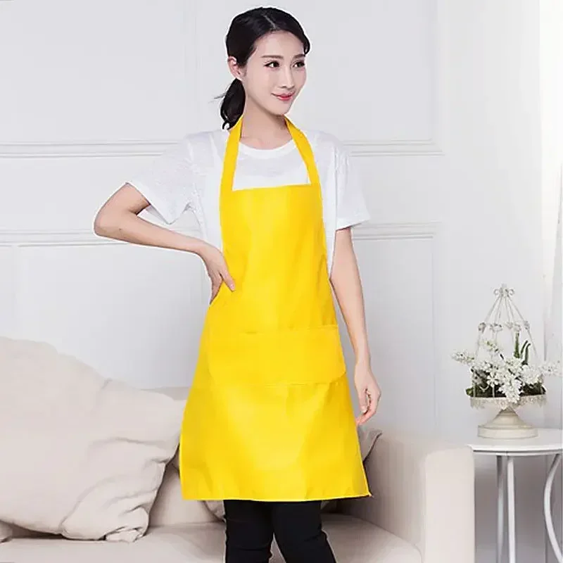 Delantal con pechera para Chef con bolsillos, correa para el cuello, delantales de tela para cocinar, manualidades, limpieza del hogar, Chef para hombres y mujeres, lavable a máquina: M / Rojo