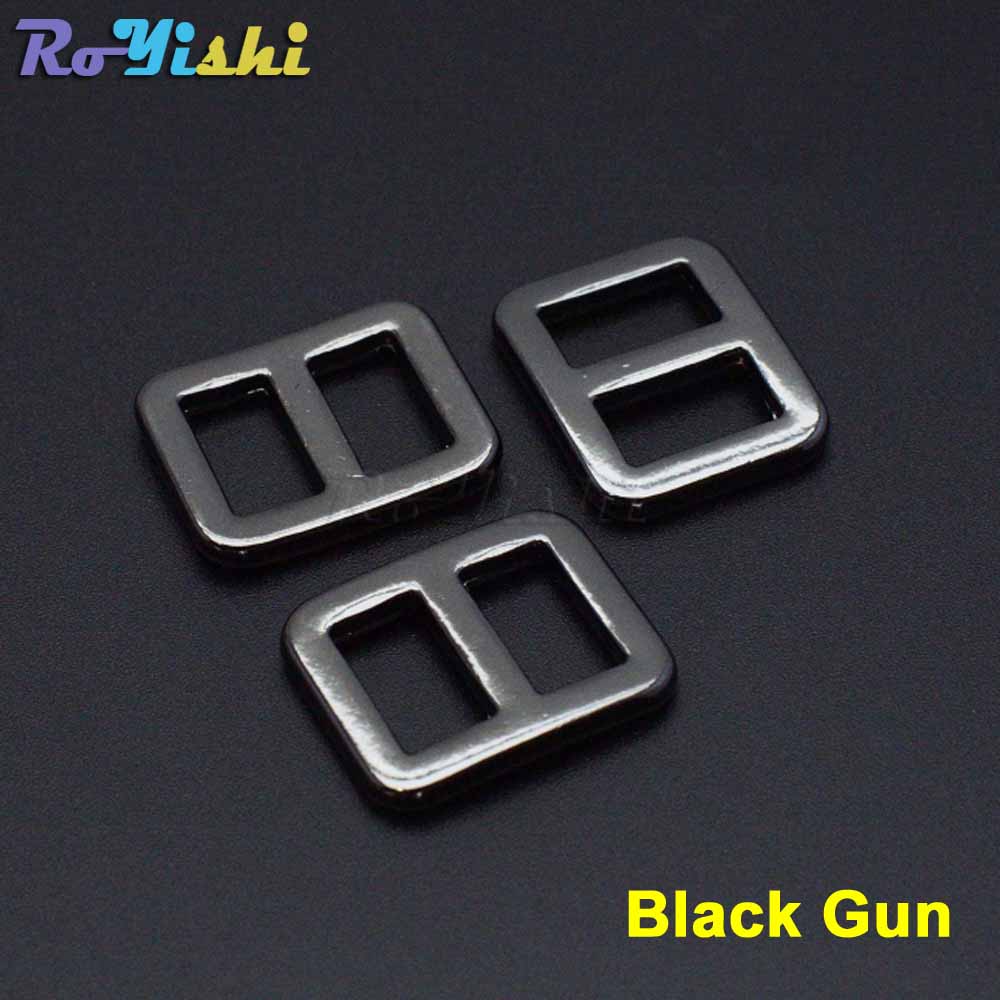 3/8" Metal Mix Colors Curve Tri-Glide Slider Adjustable Buckle for Bags Webbing 10mm: 50pcs / Black Gun