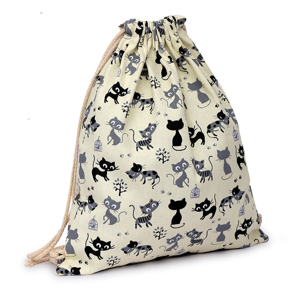 Canvas Drawstring Backpack Beach Travel Outdoor Backpack Pouch Bag Teenagers Women ##
