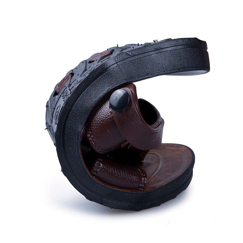 Men shoes Slipper Men Rome Flip Flop Leather Beach Button Casual Comfortable T-Strap Open Men Slipper Leather Outdoor Print 44