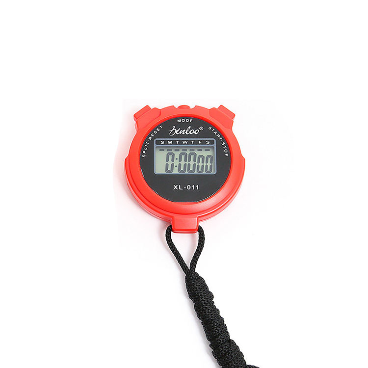 Cronómetro deportivo portátil de mano, pantalla Digital, contador de temporizador de Fitness, 4 colores para cronómetro deportivo, cronógrafo: Rojo