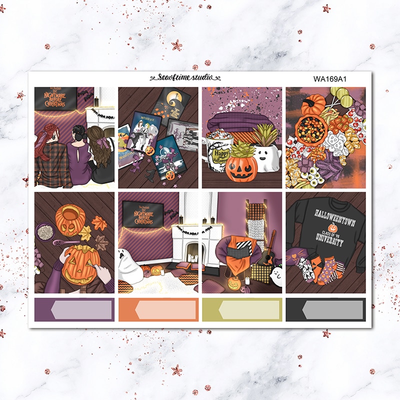 7pcs Retro Halloween theme Weekly list label Decorative Sticker DIY Stationery sticker Scrapbooking album Stickers