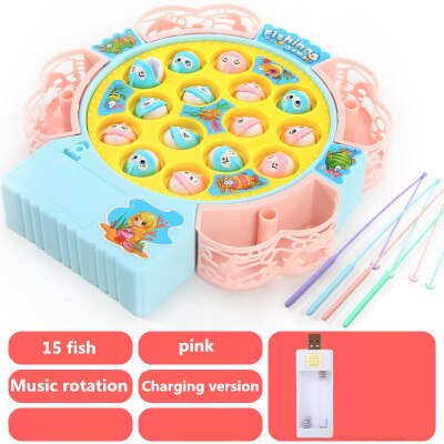 Kids Fishing Toys Electric Rotating Fishing Play Game Musical Fish Plate Set Magnetic Outdoor Sports Toys for Children: 3