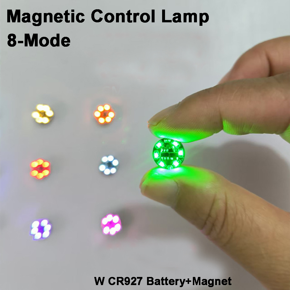 Lampada di controllo magnetico a portato senza fili a 8 modalità Luci di flusso lampeggianti a induzione magnetica + Batteria a bottone CR927 + modello di giocattoli fai da te magnete