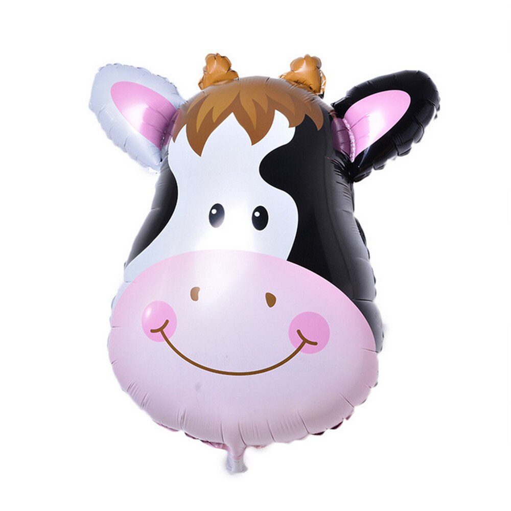 Tecknat djur lejon tiger rådjur kor konfetti ballong flicka pojke grattis på födelsedagen fest helium ballong baby shower festtillbehör: Ko  (1pc)