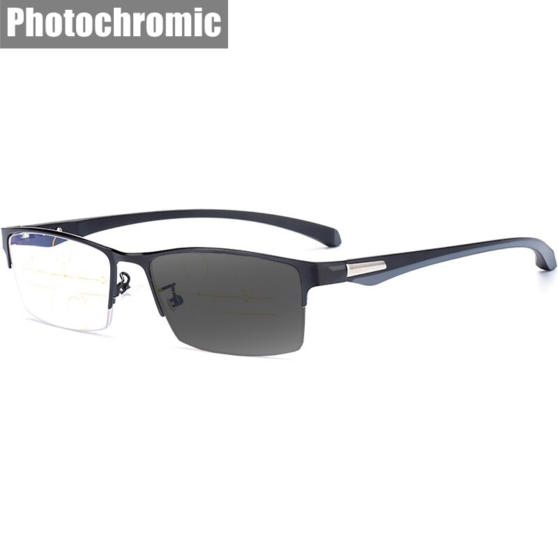 Finished Multifocal Reading Glasses Men Progressive Photochromic Presbyopia Glasses Black TR 90 Frame Metal Ultra Light Gafas: +300 / Photo Gray