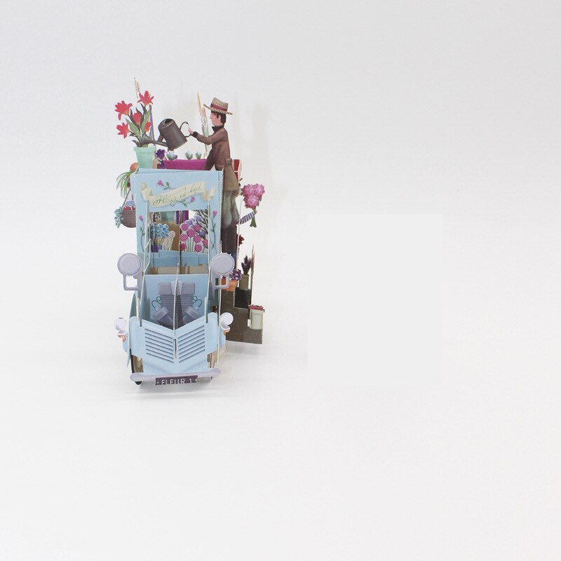 1 stk 3d blomster bil jul valentine bursdag invitasjonskort pop up festoon kjøretøy gratulasjonskort bryllup postkort